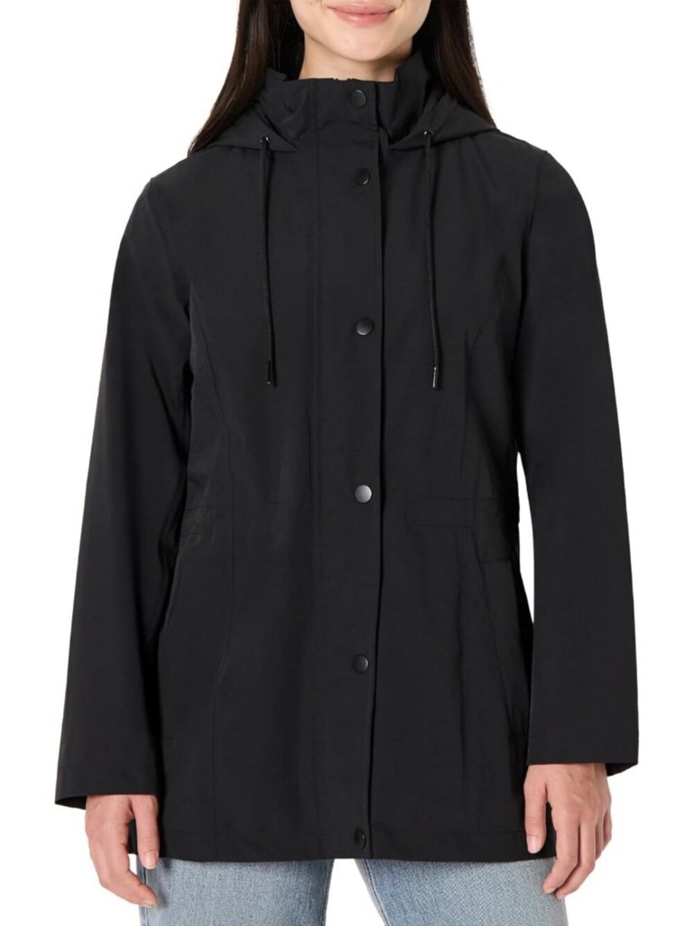 Lightweight Waterproof Long Hooded Rain Jacket for Women - Regular Fit, Stylish